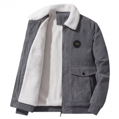 2 Pcs Winter Fleece Warm Thick Mens Corduroy Coat