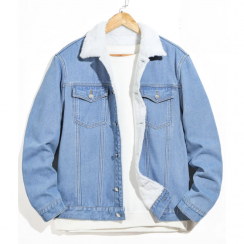 3 Pcs Mens Winter Thicken Lined Denim Jacket