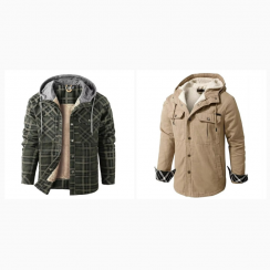 2 Pcs Mens Cotton Thick Flannel Jacket